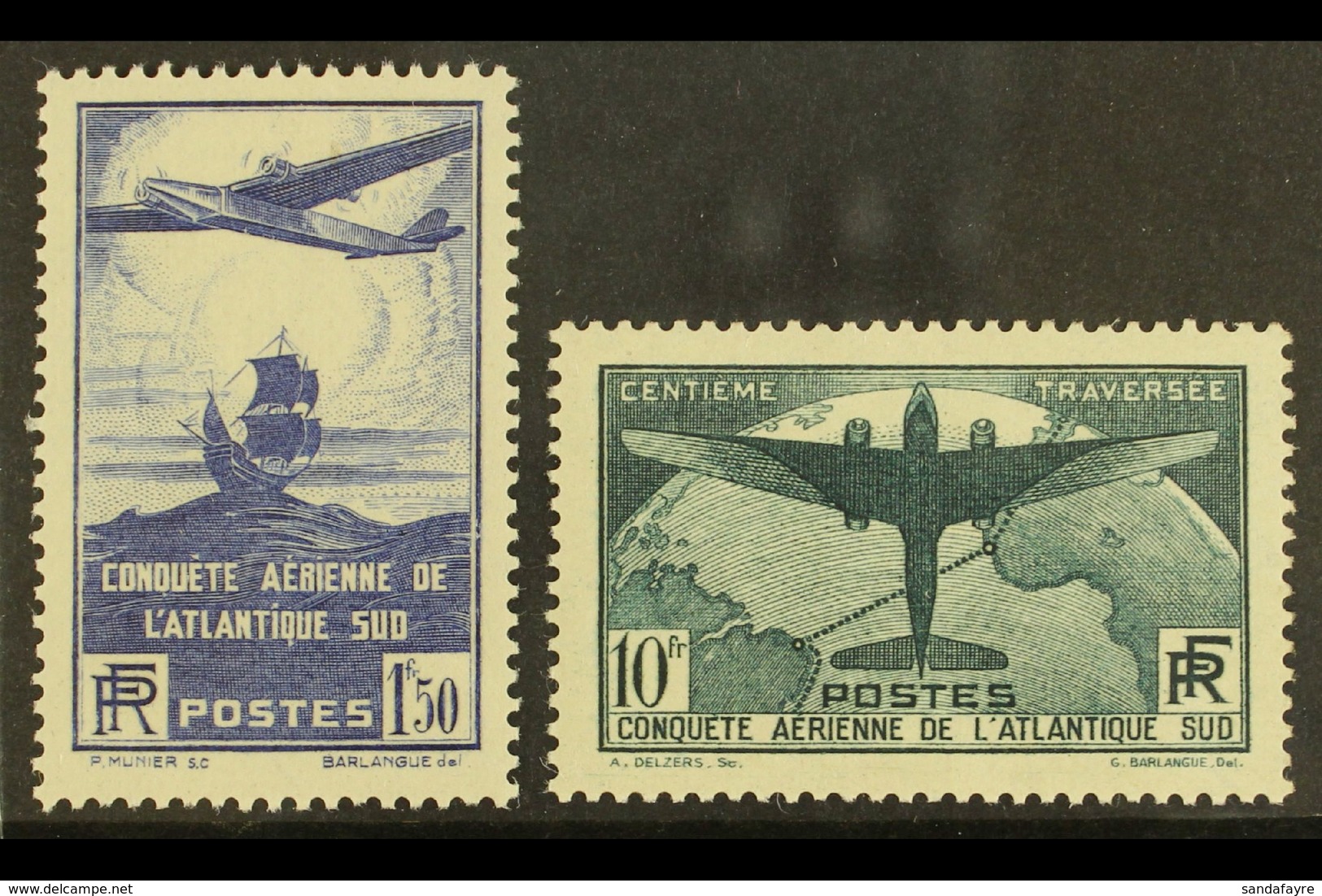 1936 Atlantic Crossing Set, Yv 320/21, Very Fine Mint (2 Stamps) For More Images, Please Visit Http://www.sandafayre.com - Andere & Zonder Classificatie