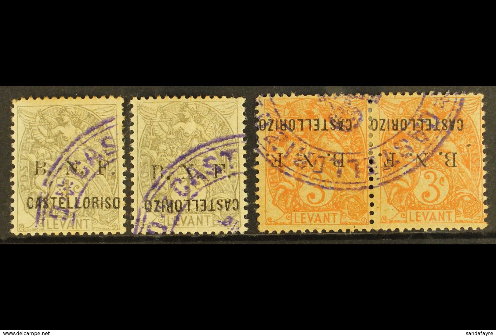 CASTELROSSO 1920 USED GROUP Of Varieties That Includes A B.N.F. Overprint 1c Grey With "S" For "Z" In "CASTELLORIZO", 1c - Autres & Non Classés