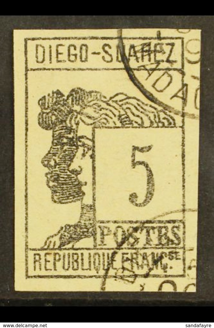 DIEGO SUAREZ 1890 5c Grey Black Allegory, Yv 7, Very Fine Used. For More Images, Please Visit Http://www.sandafayre.com/ - Andere & Zonder Classificatie