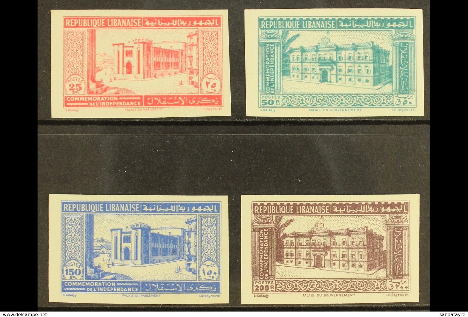 LEBANON 1943 Independence Complete IMPERF Postage Set (Yvert 189/92, SG 265/68), Never Hinged Mint, Very Fresh. (4 Stamp - Autres & Non Classés