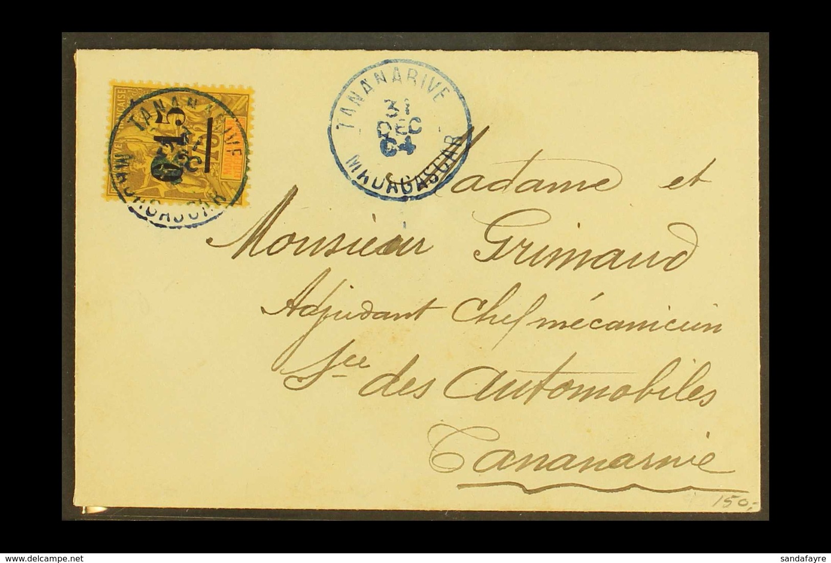 MADAGASCAR 1904 (31 Dec) Cover Addressed Locally, Bearing 1902 "0,15" On 75c Surcharge (Yvert 54, SG 32) Tied By Blue "T - Sonstige & Ohne Zuordnung