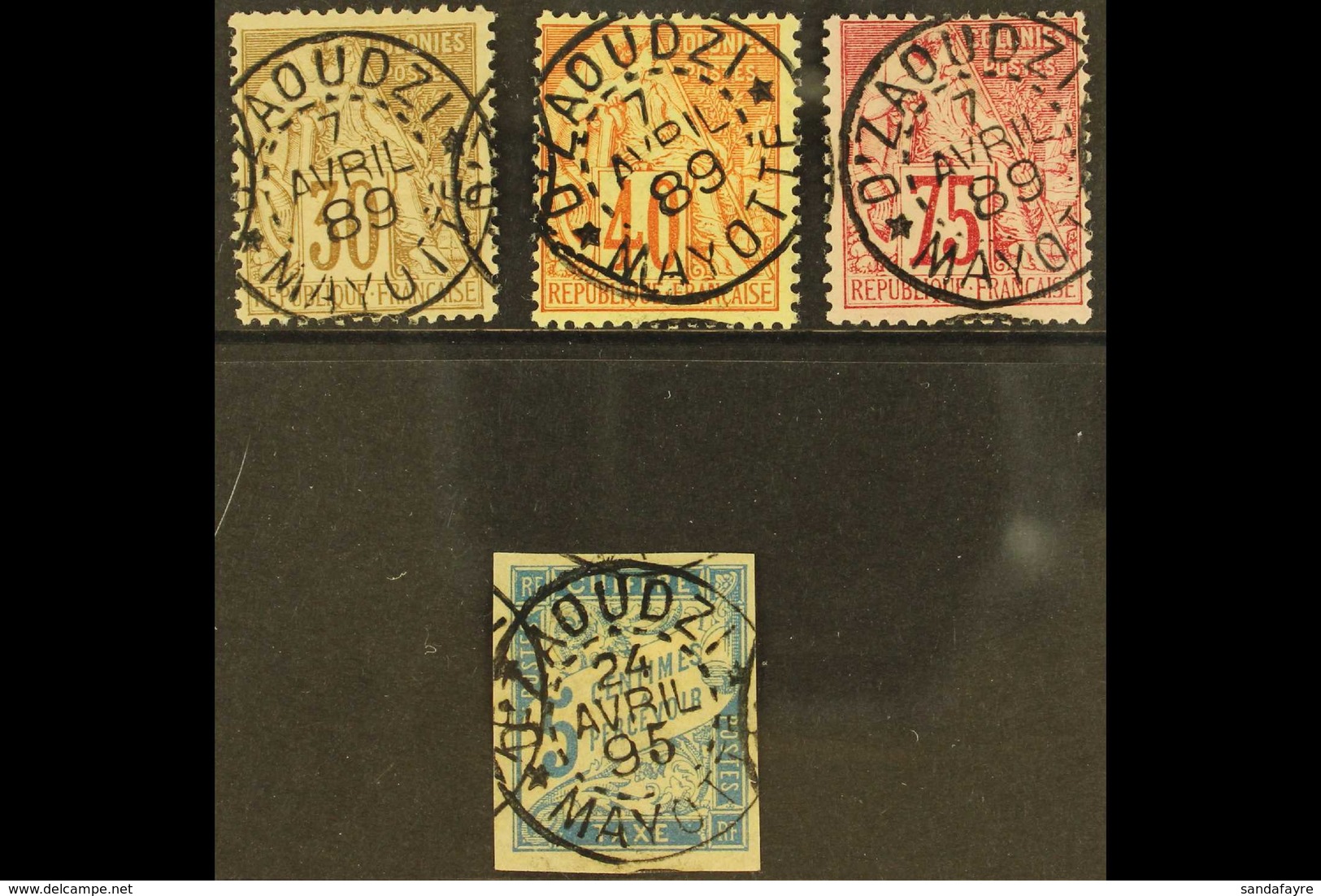 MAYOTTE 1881 30c Cinnamon On Drab, 40c Red On Yellow And 75c Rose-carmine On Rose Commerce General Issues (Yvert 55 & 57 - Andere & Zonder Classificatie