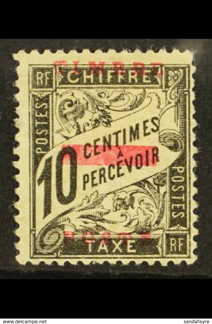 MOROCCO 1893 10c Black Postage Due Stamp Of France Handstamped "TIMBRE - POSTE" In Red, Yvert 10 (Maury 8, SG 12), Mint, - Sonstige & Ohne Zuordnung