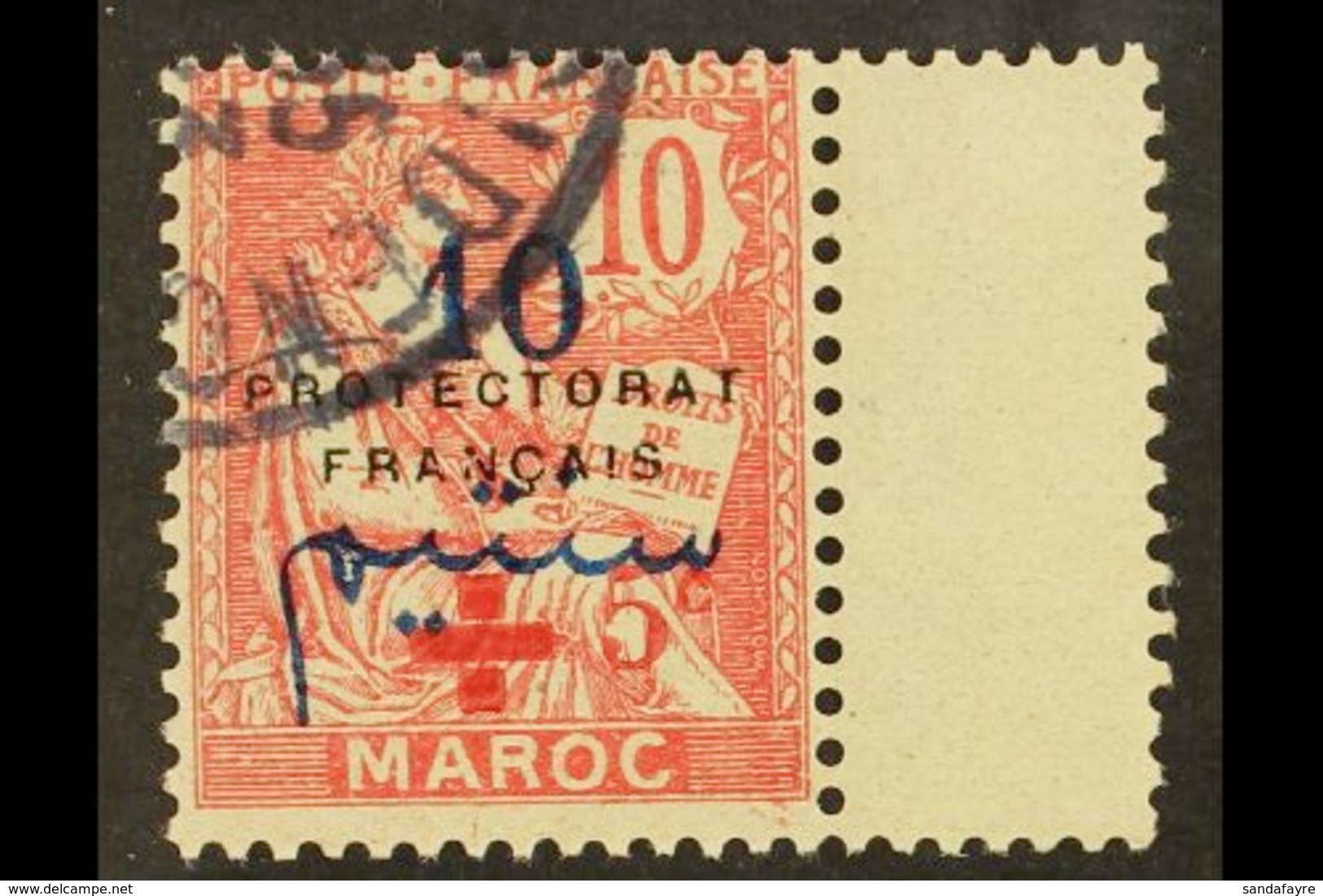 MOROCCO 1914 Red Cross +5c On 10c Carmine Surcharge, Yvert 58, Very Fine Used. For More Images, Please Visit Http://www. - Andere & Zonder Classificatie