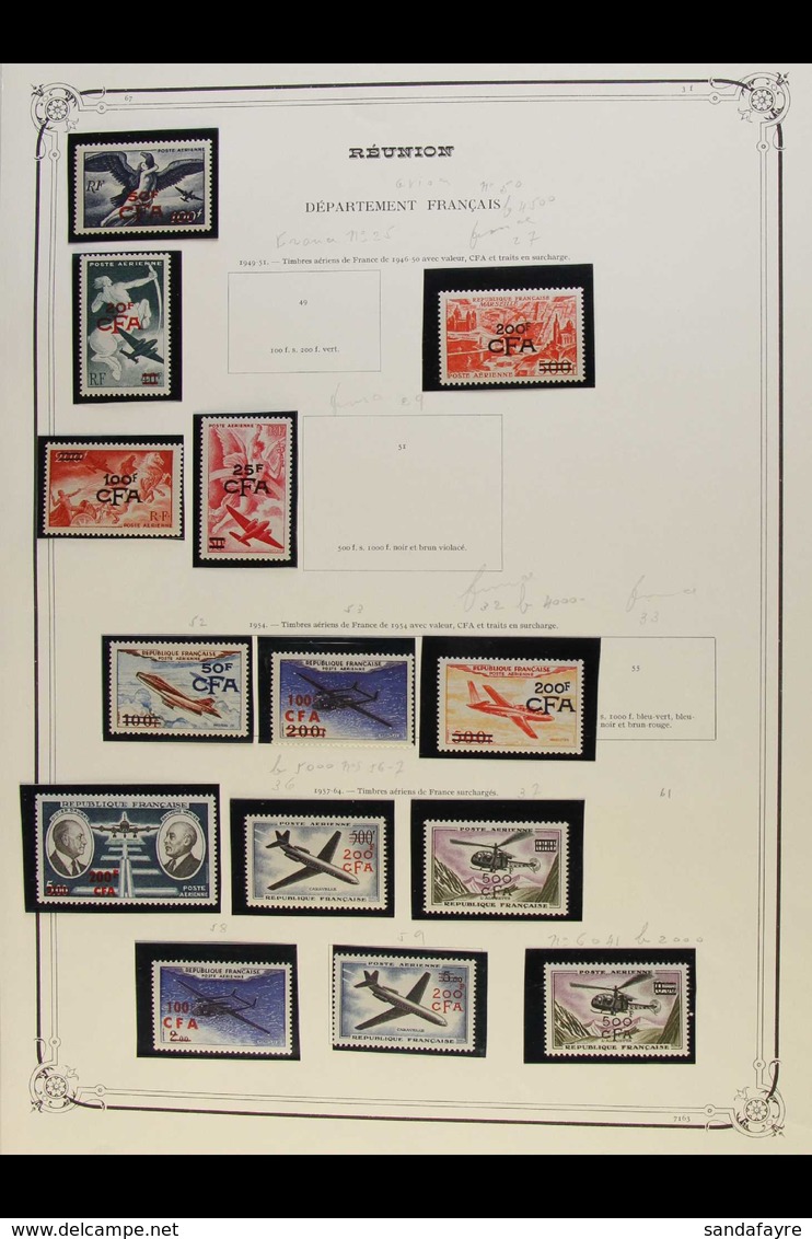 REUNION 1949-1974 SUPERB NEVER HINGED MINT COLLECTION Of "CFA" Overprinted Issues In Hingeless Mounts On Leaves, All Dif - Other & Unclassified