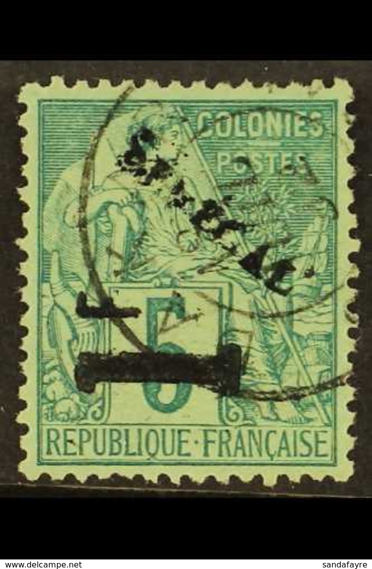 SENEGAL 1892 1fr On 5c Green, Yv 7, Very Fine Used. Signed Brun. For More Images, Please Visit Http://www.sandafayre.com - Other & Unclassified