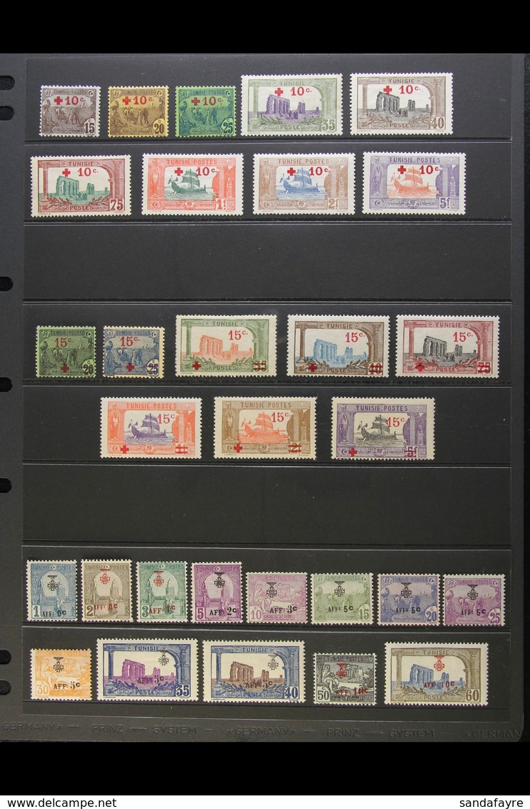 TUNISIA 1916-1930 COLLECTION OF FINE MINT SETS. Presented On Stock Pages, Inc 1916 & 1918 Surcharged Sets (Yv 50/66), 19 - Other & Unclassified