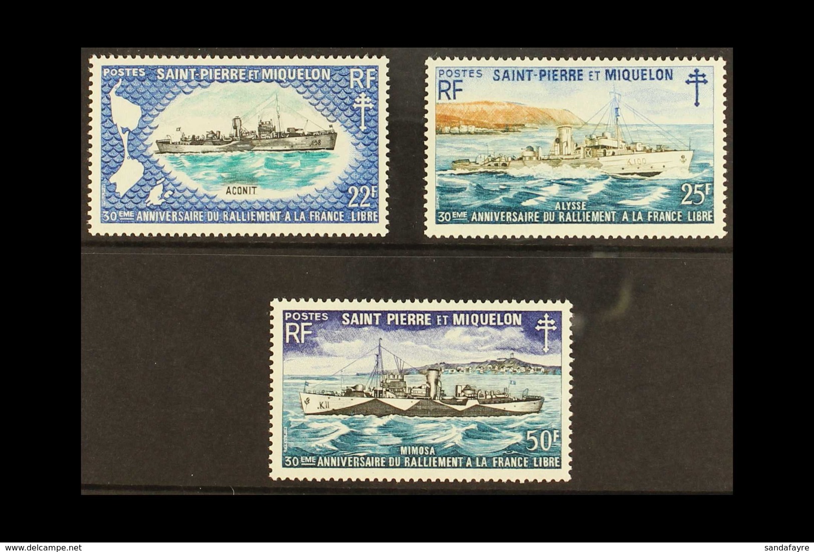 ST PIERRE ET MIQUELON 1971 Free French - Corvettes Complete Set (Yvert 414/16, SG 495/97), Never Hinged Mint, Fresh. (3  - Altri & Non Classificati