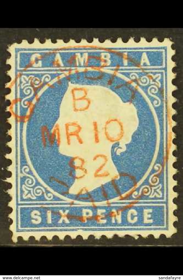 1880-1 6d Blue, Wmk Crown CC Sideways, Perf.14, SG 18A, Bluntish Perf At Base, Otherwise Very Fine Used With Clear C.d.s - Gambie (...-1964)