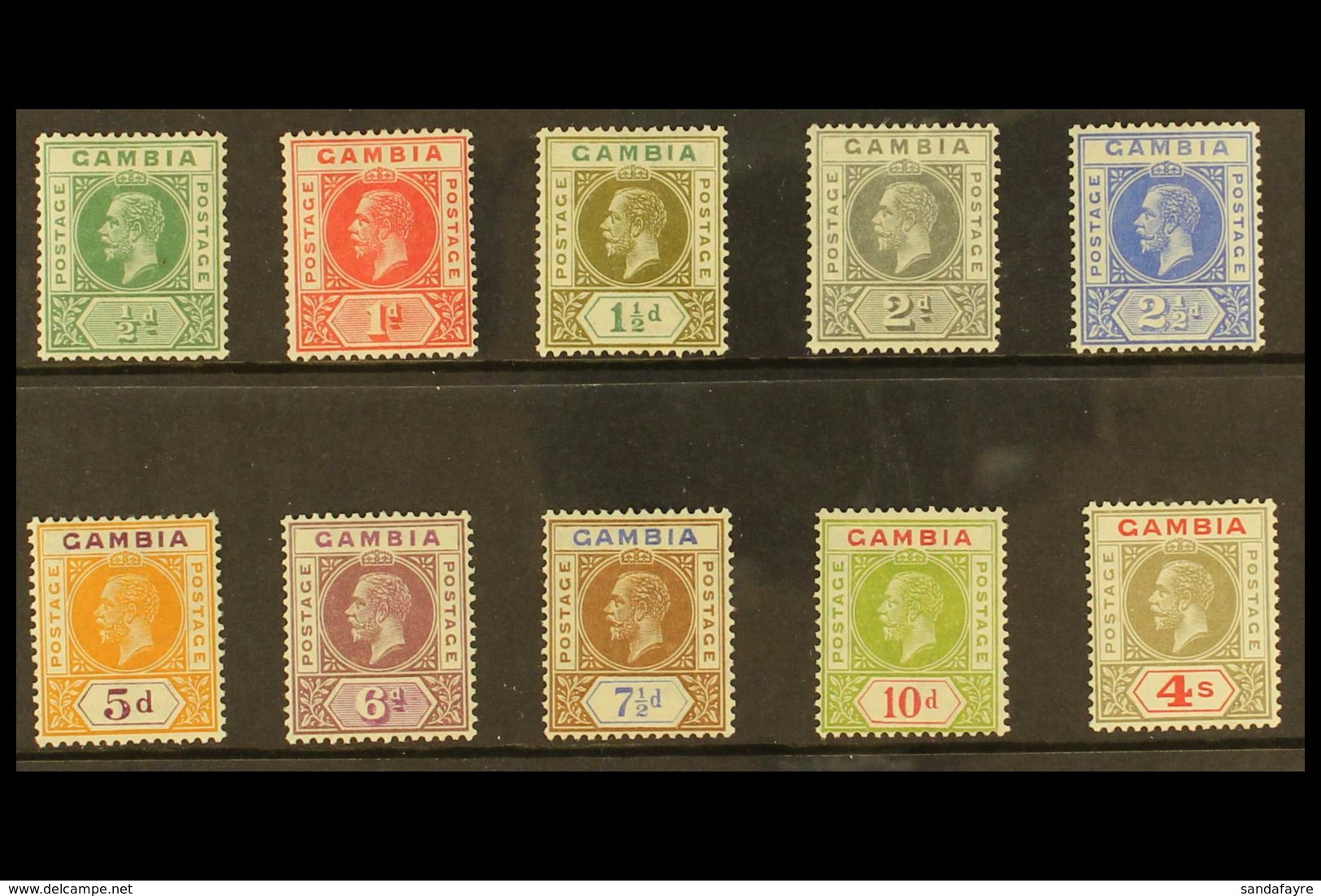 1921-22 Watermark Multi Script CA Complete Definitive Set, SG 108/117, Very Fine Mint. (10 Stamps) For More Images, Plea - Gambia (...-1964)