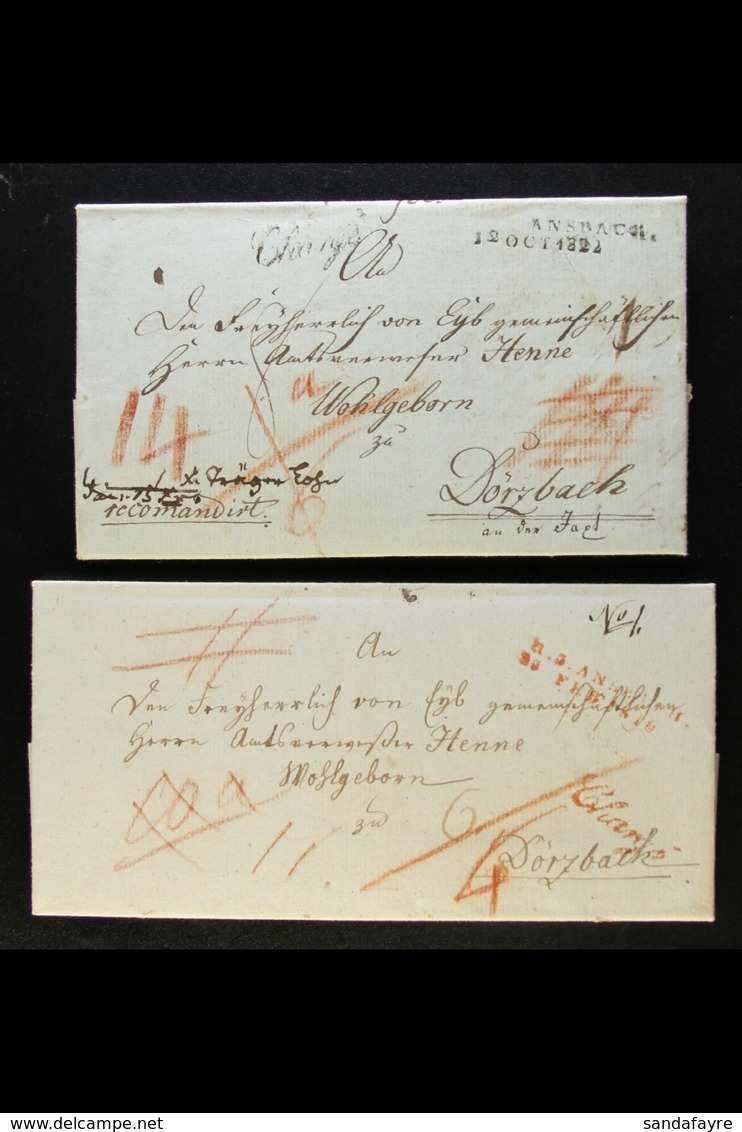 BAVARIA 1816-1822 Two Entire Letters To Dorzbach, 1816 With Red Dated Two-line "H. S. ANSBACH / 28 Feb 1816" & "Charge"  - Other & Unclassified