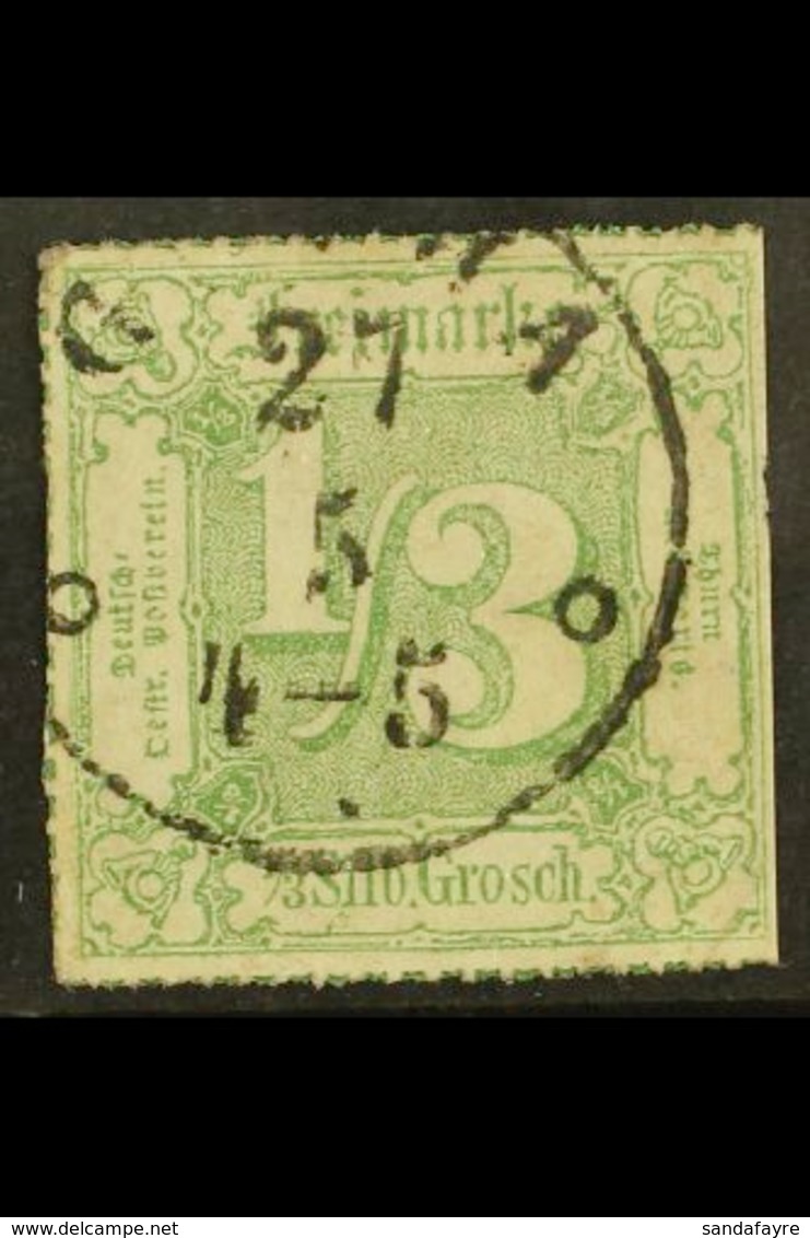 THURN & TAXIS 1866 1/3sgr Pale Green With Coloured Roulettes, SG 39 (Michel 46), Used With Superb Cds & Well- Centered,  - Andere & Zonder Classificatie