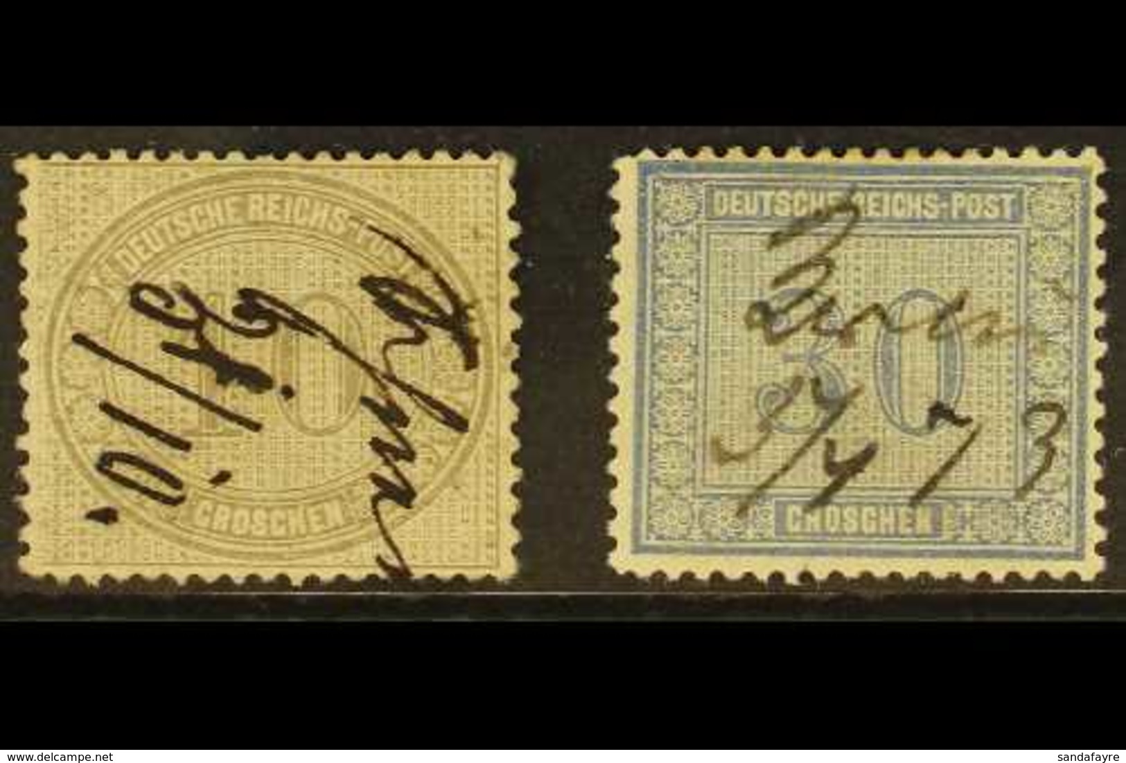 1872 10g Grey & 30g Blue (Michel 12/13, SG 14/15), Fine Used With Pen Cancellations, Fresh & Attractive. (2 Stamps) For  - Autres & Non Classés