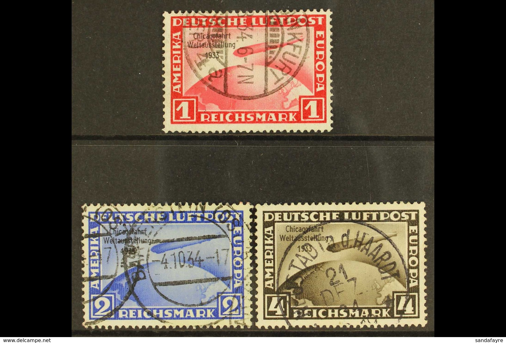 1933 Graf Zeppelin "Chicago Flight" Set Complete, Mi 496/8, Very Fine Used. (3 Stamps) For More Images, Please Visit Htt - Sonstige & Ohne Zuordnung