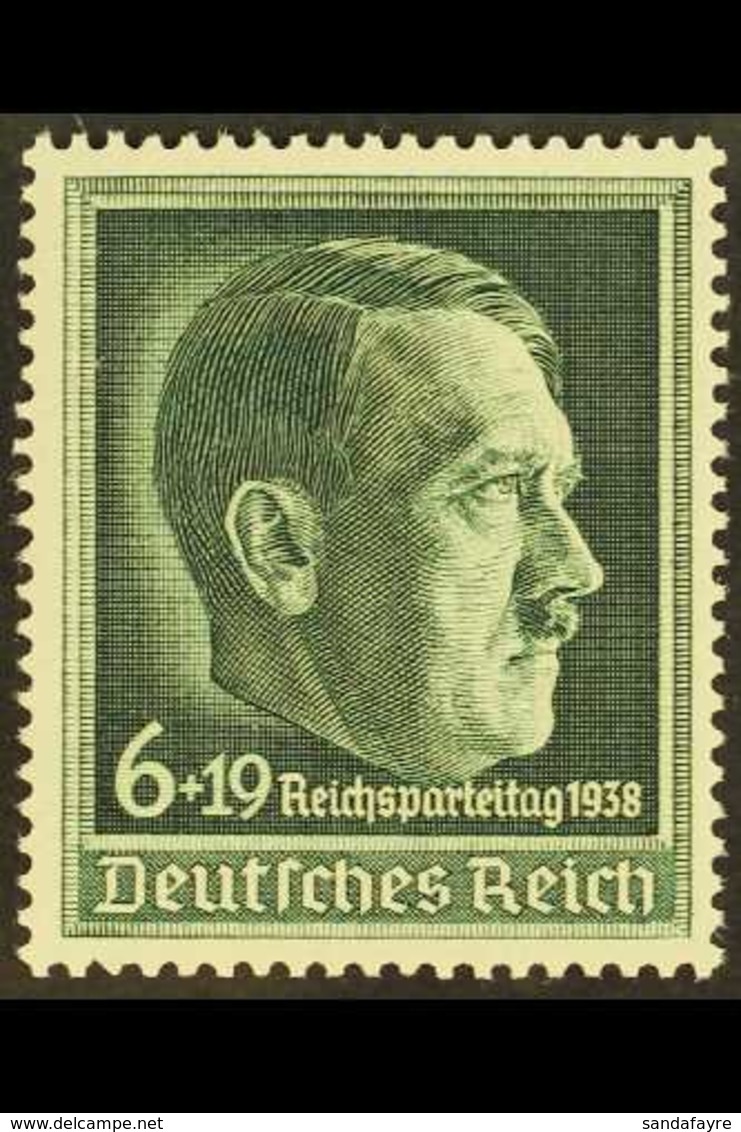 1938 6pf Green Nuremburg Congress With HORIZONTALLY RIBBED GUM (Michel 672y, SG 660a), Fine Never Hinged Mint, Fresh. Fo - Other & Unclassified