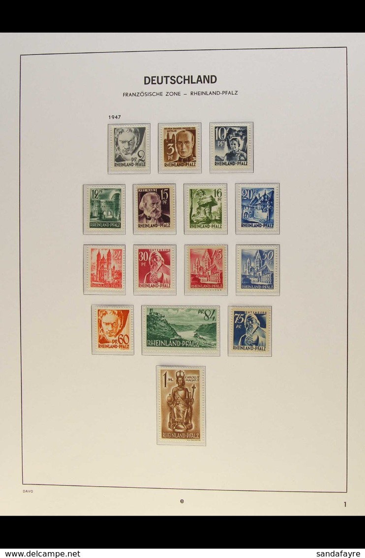 FRENCH ZONE RHINELAND 1947-1949 COMPLETE NEVER HINGED MINT COLLECTION On Hingeless Pages, All Different, Inc 1948 & 1948 - Andere & Zonder Classificatie