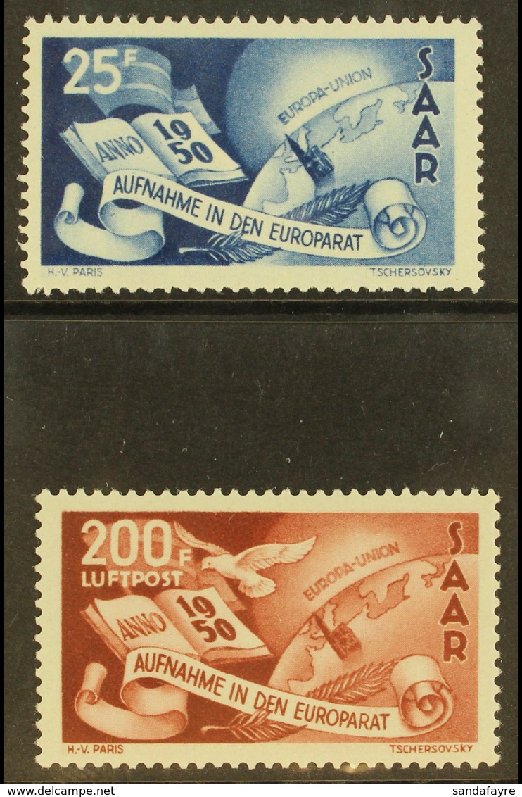 1950 Council Of Europe Complete Set (Michel 297/98, SG 294/95), Never Hinged Mint, Fresh. (2 Stamps) For More Images, Pl - Autres & Non Classés