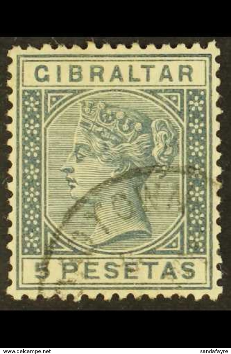 1889-1896 5 Peseta Slate Grey, SG 33, Fine Cds Used For More Images, Please Visit Http://www.sandafayre.com/itemdetails. - Gibraltar