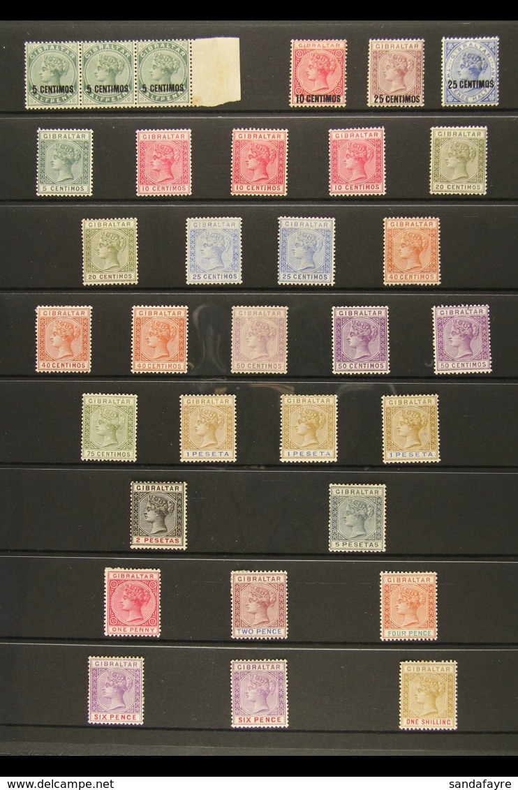 1889-1898 MINT ACCUMULATION On A Stock Page. Inc 1889 Surcharge Range To 25c On 2½d Inc 5c On ½d Strip Of Three & 25c On - Gibraltar