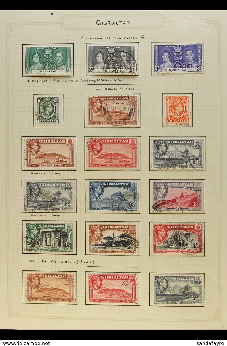 1937-70 VERY FINE USED COLLECTION Neatly Presented On Written Up Album Pages. We See A Highly Complete KGVI Collection W - Gibraltar