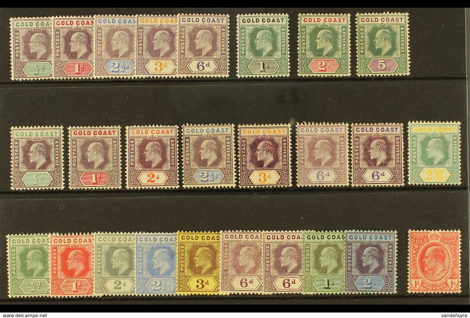 1902-1913 ALL DIFFERENT MINT KEVII COLLECTION. A Colourful Mint Selection Presented On A Stock Card That Includes 1902 C - Gold Coast (...-1957)