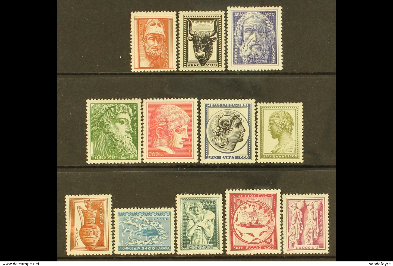 1954 Ancient Greek Art Definitive Set, Mi 603A/614A, SG 713/724, Fine Mint (12 Stamps) For More Images, Please Visit Htt - Autres & Non Classés