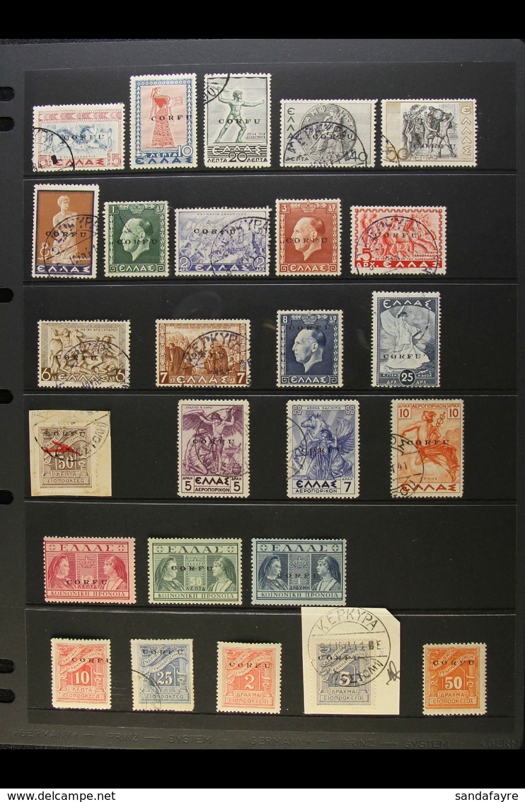ITALIAN OCCUPATION OF CORFU 1941 MINT & USED COLLECTION On A Stock Page. Includes "Corfu" Opt'd Range On 1937-38 Stamps  - Autres & Non Classés
