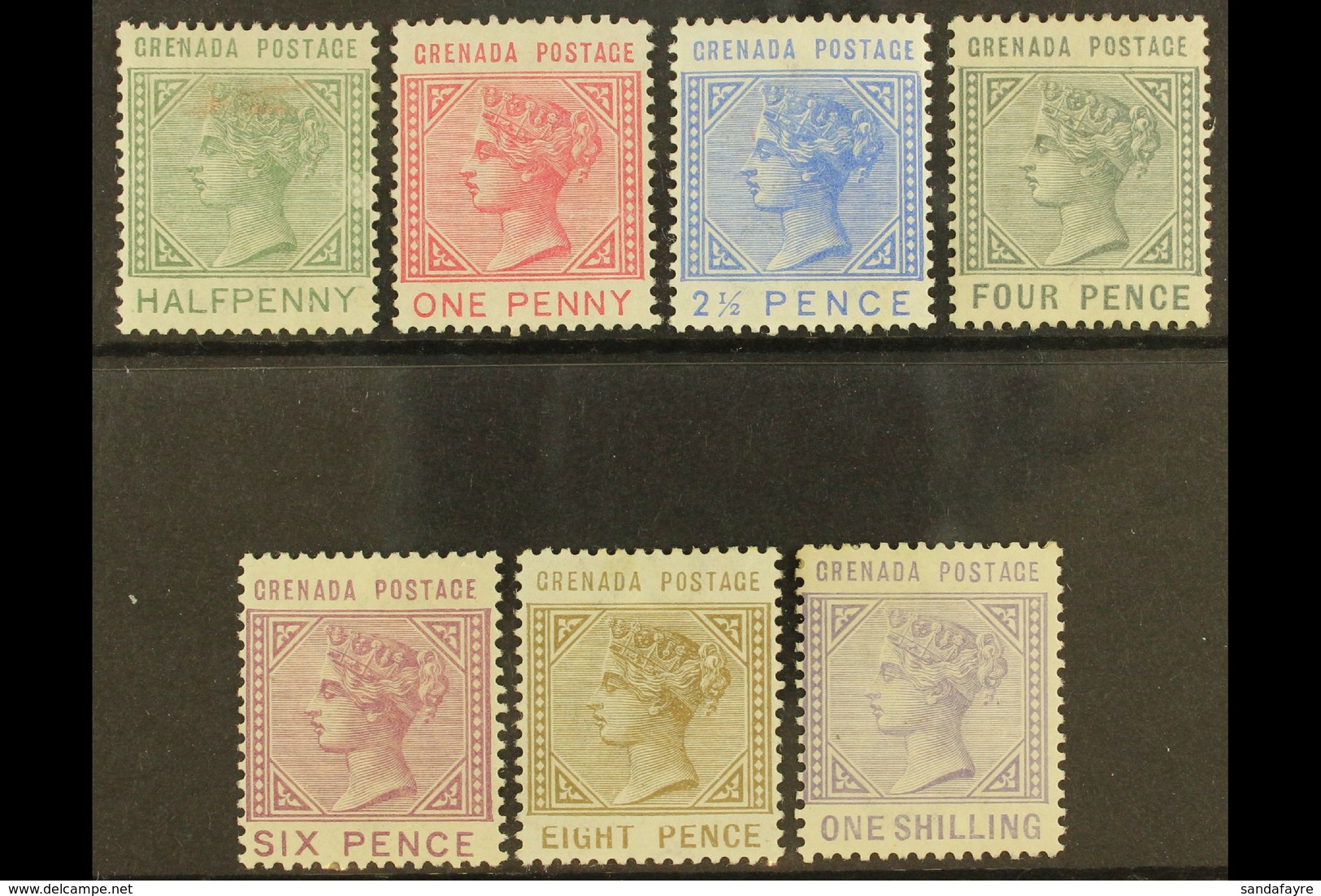 1883 Complete Definitive Set, SG 30/36, Mint, The 1d Unused Without Gum. (7 Stamps) For More Images, Please Visit Http:/ - Grenada (...-1974)