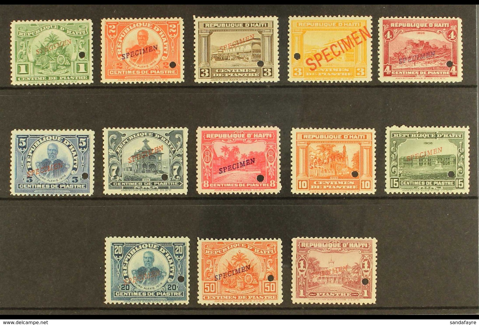 1906-11 Foreign Complete Set With "SPECIMEN" Overprints, SG 137/49 (between Scott 125-44), Very Fine Never Hinged Mint W - Haiti