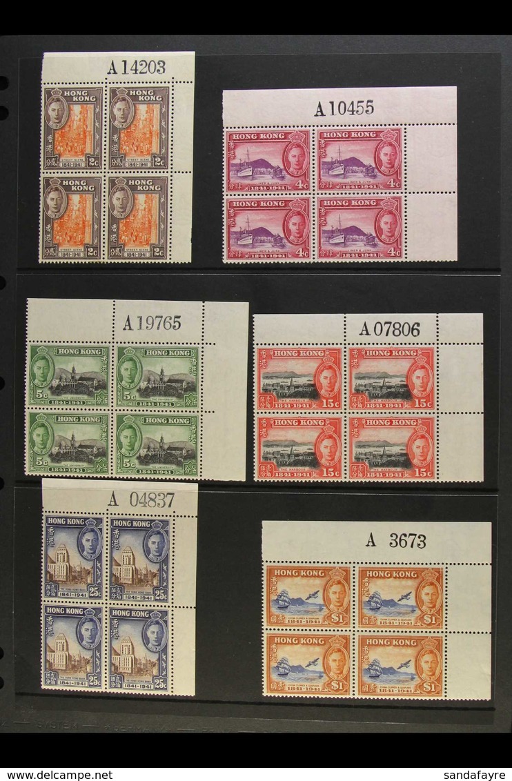 1941 Centenary Set In SHEET NUMBER CORNER BLOCKS OF FOUR, SG 163/8, Never Hinged Mint, Eye-catching Lot (6 Blocks). For  - Andere & Zonder Classificatie