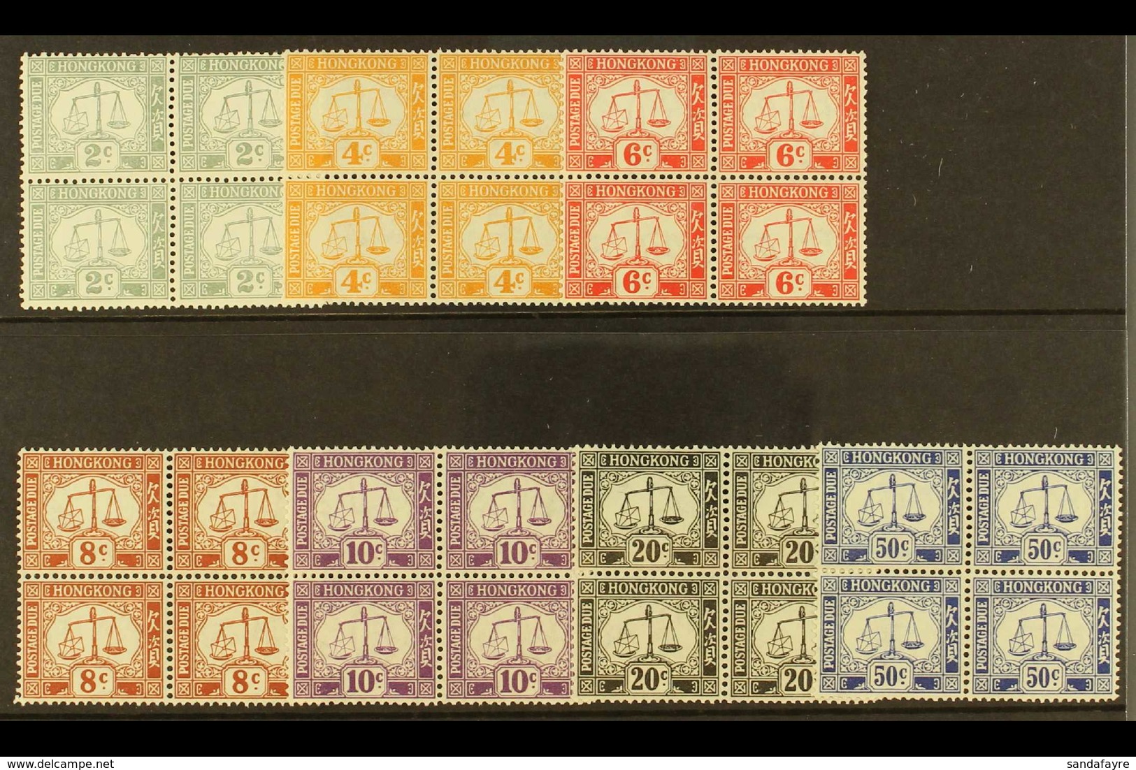 POSTAGE DUE 1938-63 Complete Set, SG D6/12 In Never Hinged Mint Blocks Of 4 (28 Stamps) For More Images, Please Visit Ht - Other & Unclassified