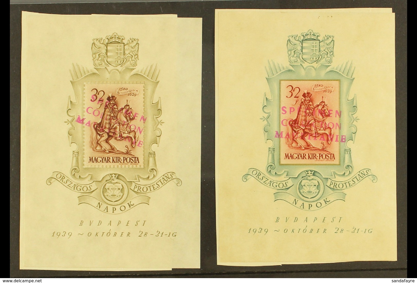 1939 ARCHIVE SPECIMENS 1939 32f National Protestant Day Both Perf And Imperf Miniature Sheets, Michel Blocks 5 And 6, Pa - Sonstige & Ohne Zuordnung