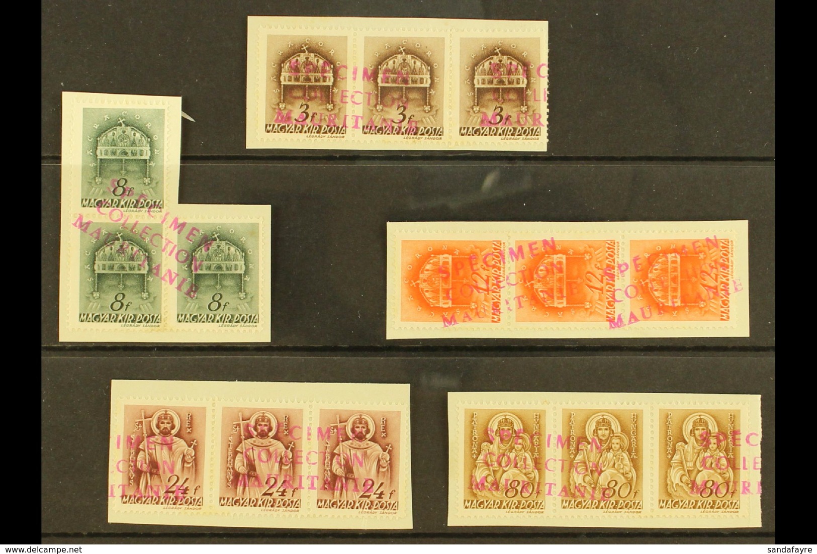 1941 ARCHIVE SPECIMENS 1941 "The Church In Hungary" 3f, 8f, 12f, 24f, And 80f Original Values Issued, Michel 666, 669, 6 - Autres & Non Classés