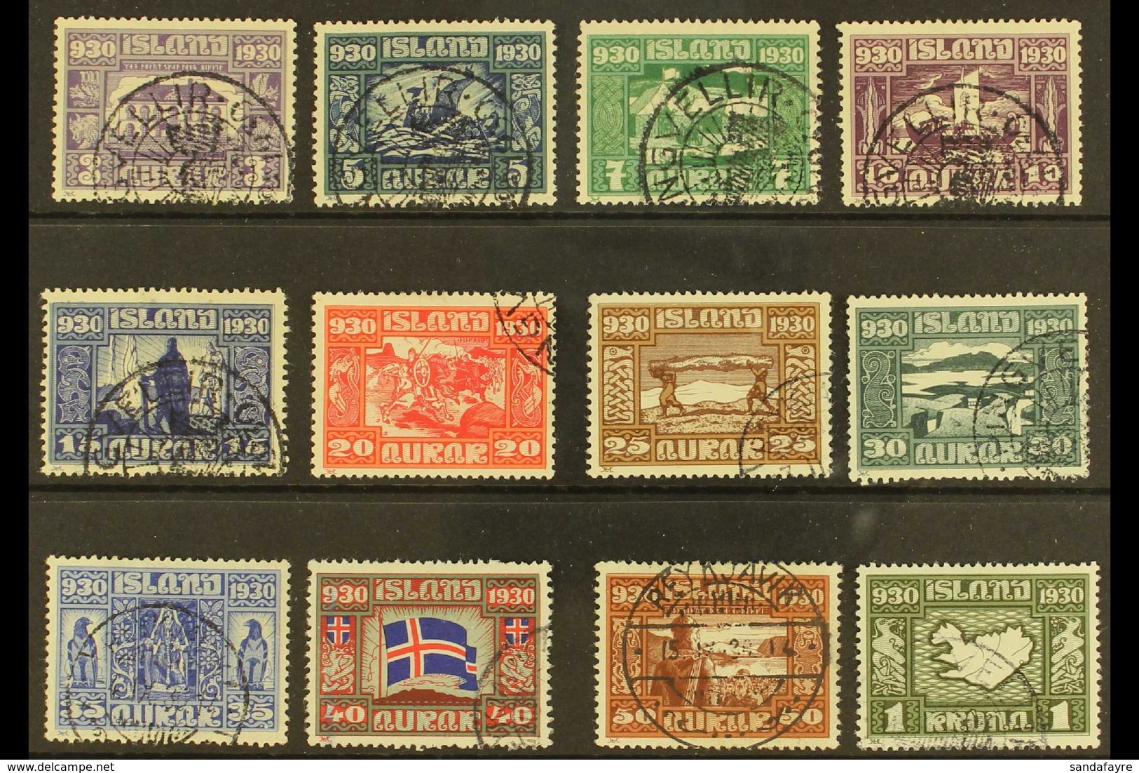 1930 Parliamentary Millenary Set Complete To 1kr, SG 158/169, Very Fine Used  (12 Stamps) For More Images, Please Visit  - Sonstige & Ohne Zuordnung