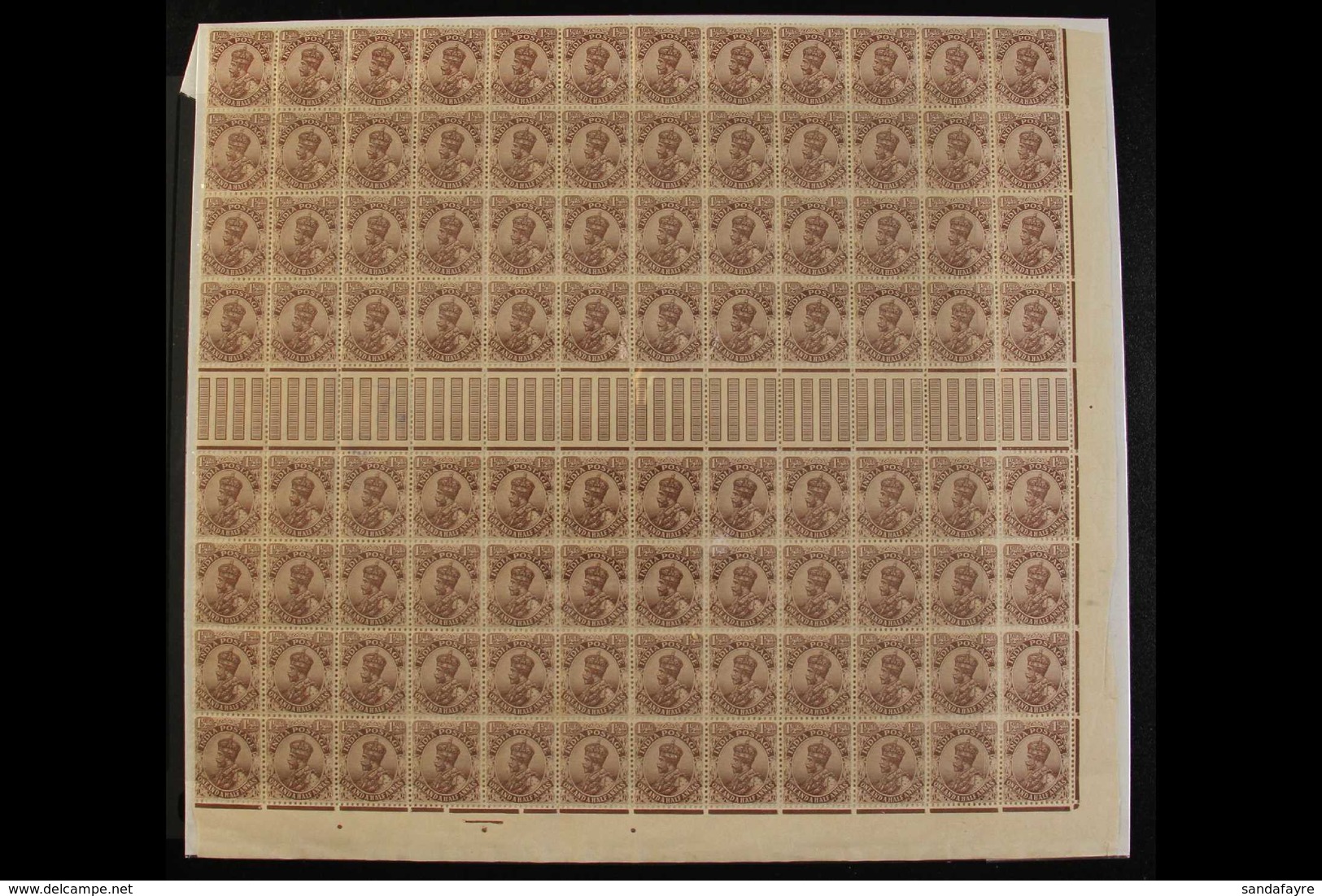 1921 LARGE MULTIPLE - DISPLAY ITEM 1a Chocolate, Type B, SG 165, A Lovely Never Hinged Mint Inter-pannau Complete Block  - Autres & Non Classés