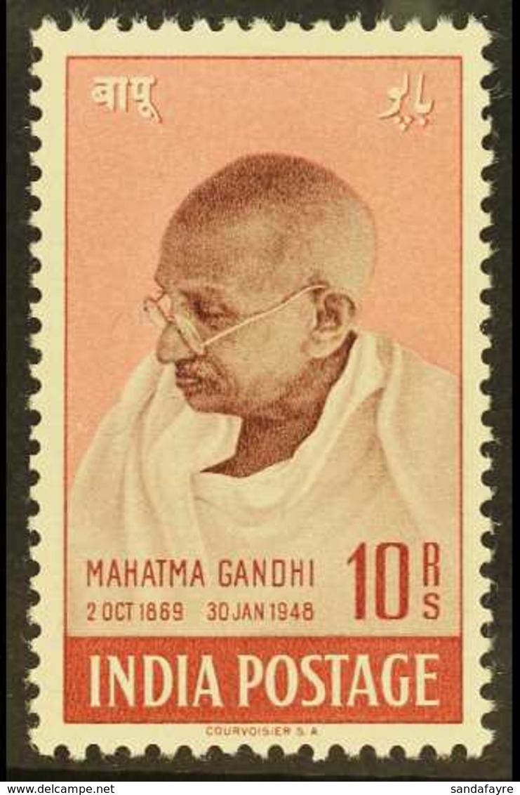 1948 10r Gandhi, SG 308, Never Hinged Mint. Superb. For More Images, Please Visit Http://www.sandafayre.com/itemdetails. - Other & Unclassified