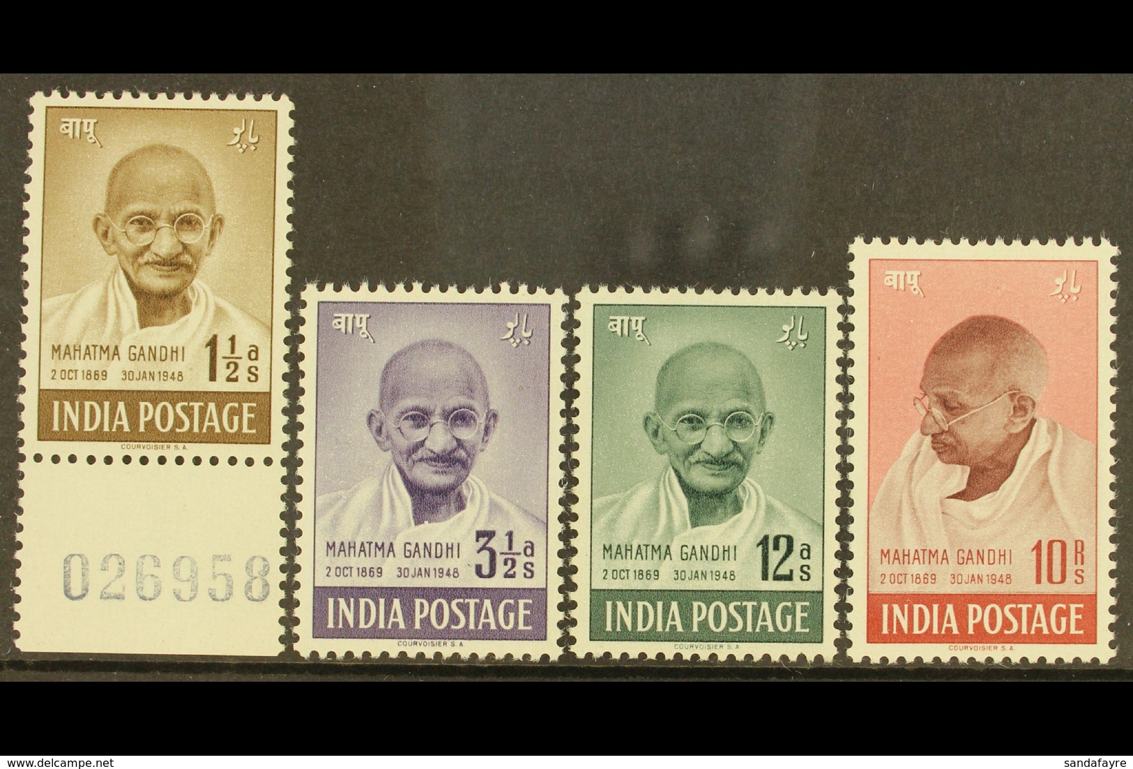 1948 Gandhi Complete Set, SG 305/08, Very Fine Mint, Very Fresh. (4 Stamps) For More Images, Please Visit Http://www.san - Andere & Zonder Classificatie
