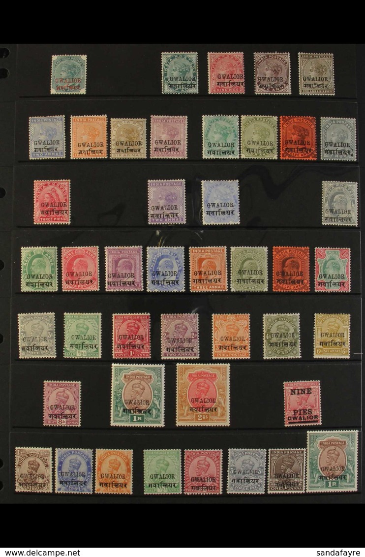 GWALIOR 1885-1937 ALL DIFFERENT MINT COLLECTION Presented On A Stock Page. Includes 1885 4a Opt'd In Red, 1885-97 Black  - Andere & Zonder Classificatie