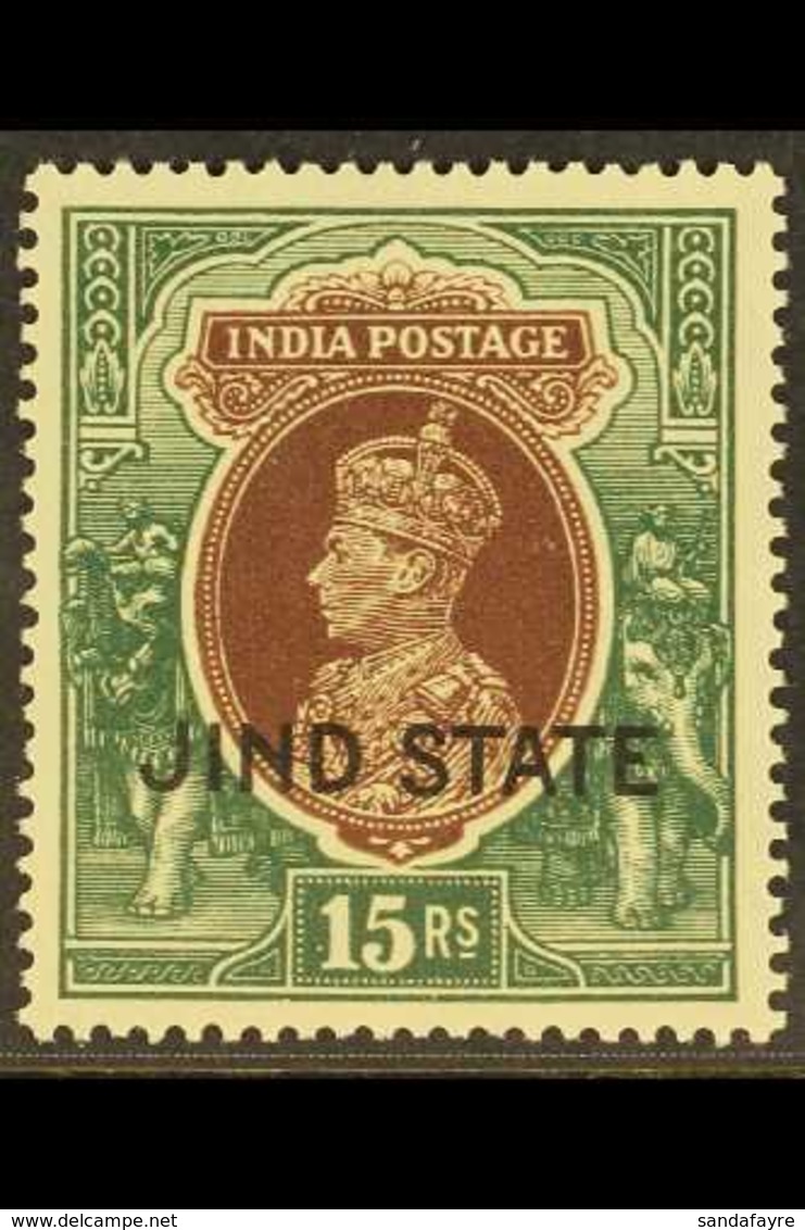 JIND 1937-38 KGVI 15r Brown & Green, SG 125, Never Hinged Mint. For More Images, Please Visit Http://www.sandafayre.com/ - Sonstige & Ohne Zuordnung