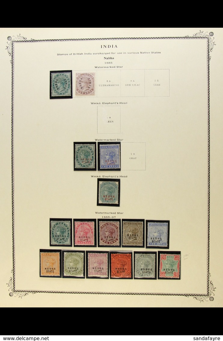 NABHA 1885-1945 ATTRACTIVE MINT All Different Collection, Mostly Fine Condition. Note 1885 Curved Overprint ½a And 1a; 1 - Otros & Sin Clasificación