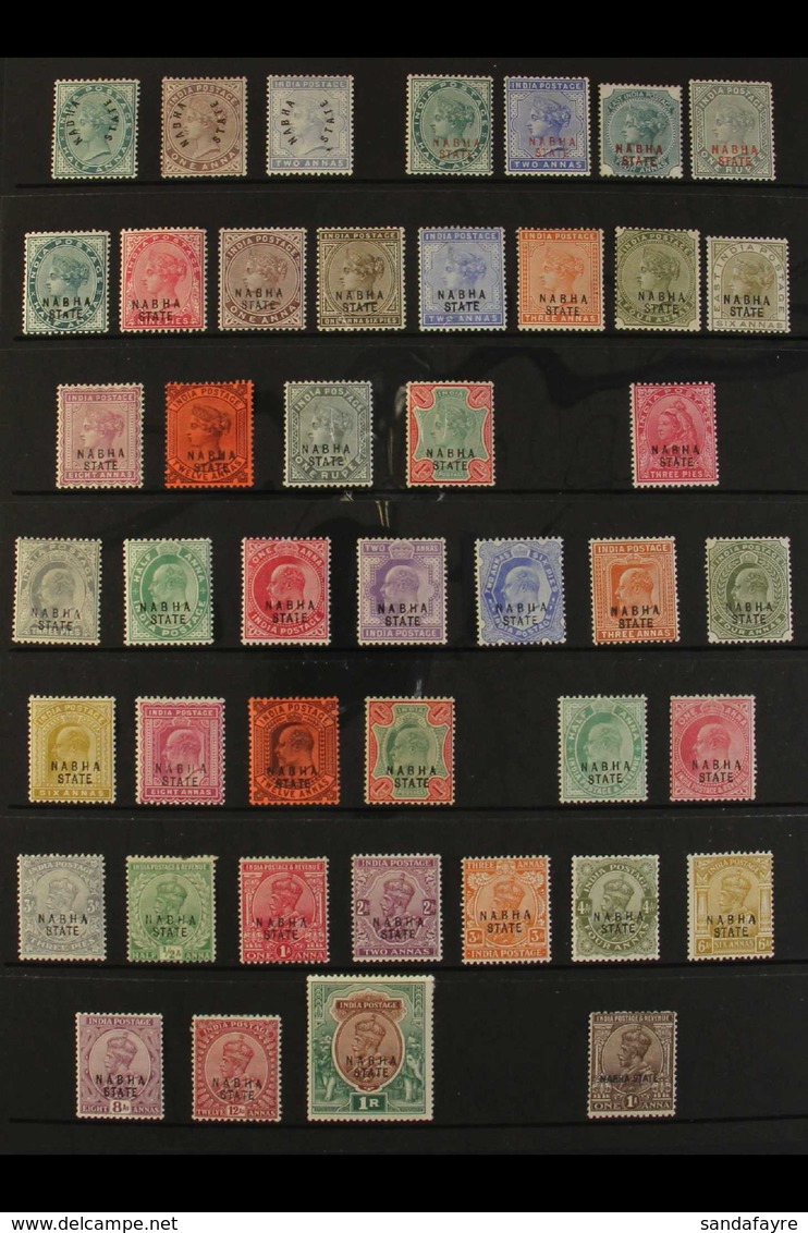 NABHA 1885-1937 MINT COLLECTION Presented On A Pair Of Stock Pages. Includes 1885 ½a, 1a & 2a, 1885-1900 Red Opt'd Set O - Andere & Zonder Classificatie