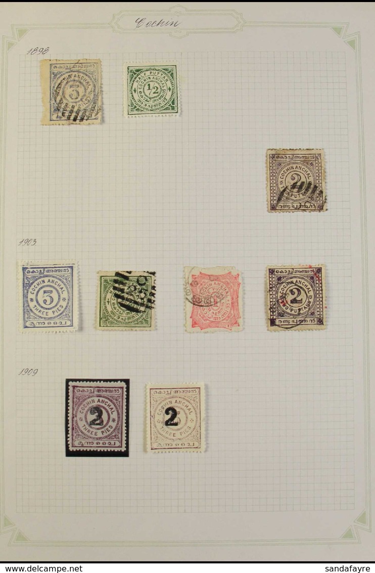 COCHIN 1892-1949 Mint And Used Collection On Album Pages, Includes 1896 1put Violet (large Type) Used, 1916-30 Range To  - Sonstige & Ohne Zuordnung