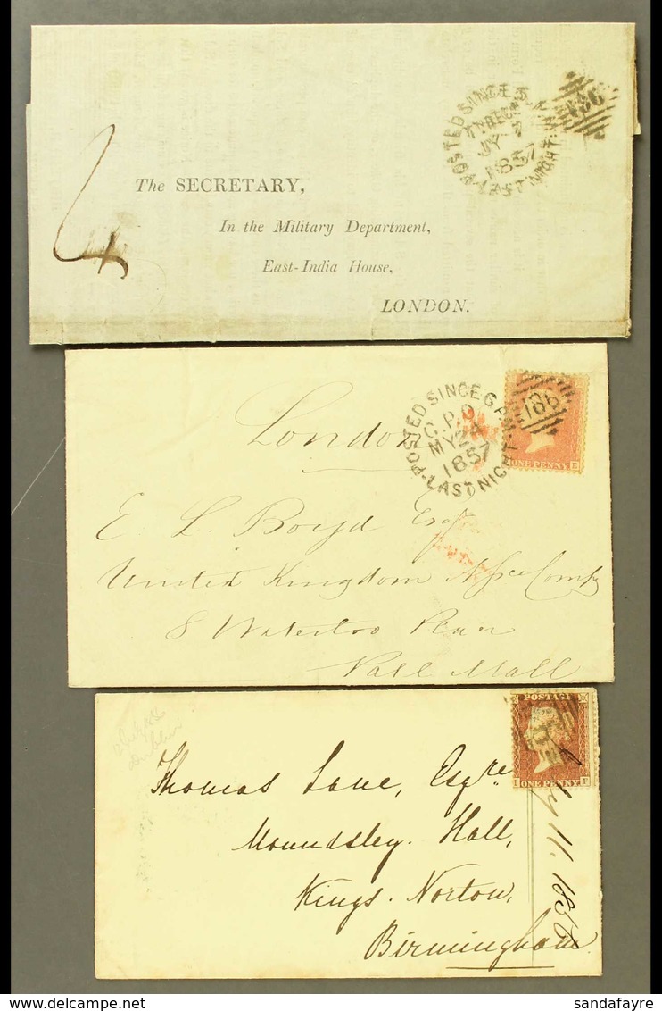 1856-57 DUBLIN POSTED SINCE 6PM LAST NIGHT DUPLEX Good Strikes On 1857 Unstamped East India Printed Entire, With Another - Sonstige & Ohne Zuordnung