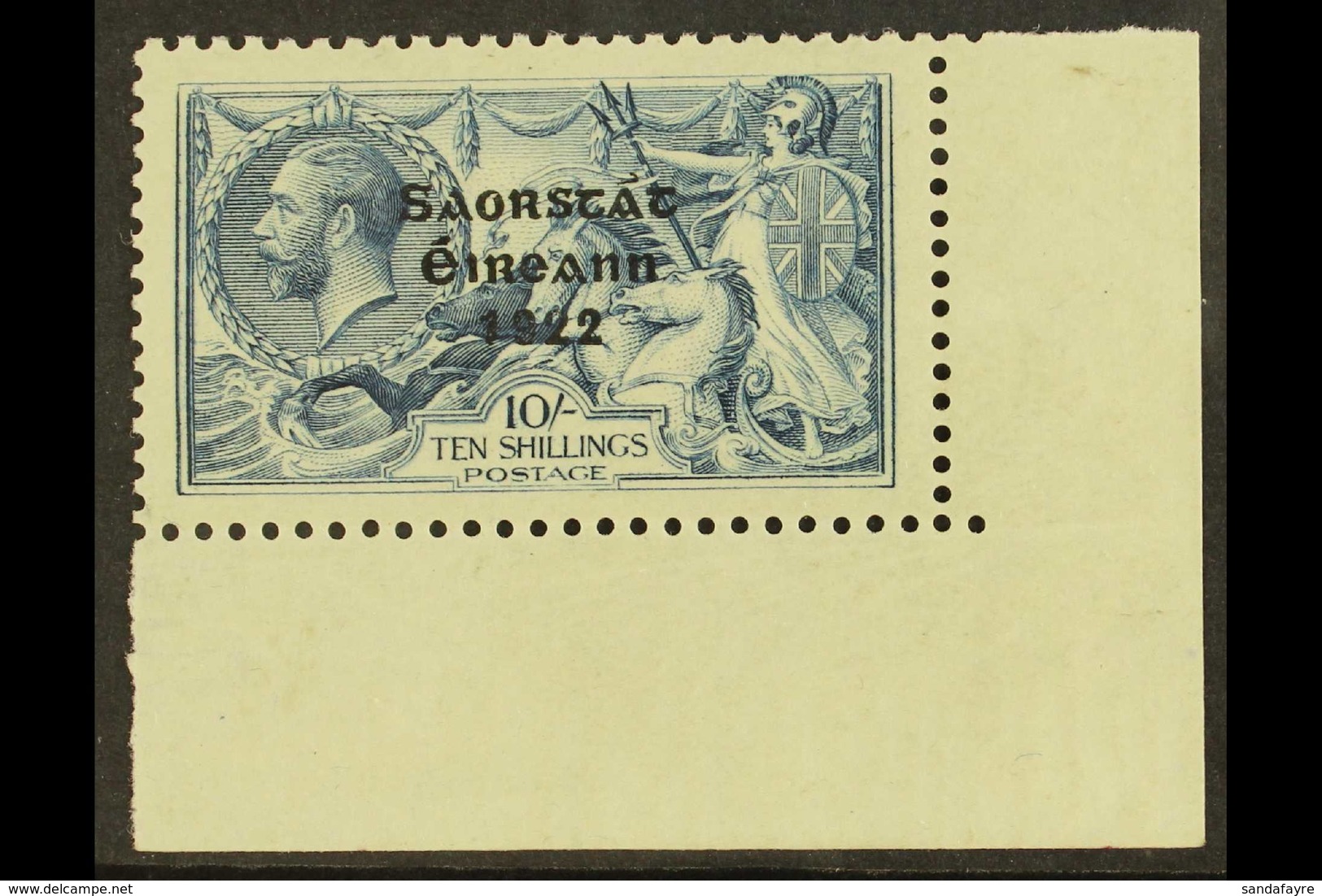 1922 - 23 10s Dull Grey Blue Seahorse, SG 66, Lower Right Corner Copy (Row 10/4), Showing WEAK ACCENT, Hib. T61g, Very F - Sonstige & Ohne Zuordnung