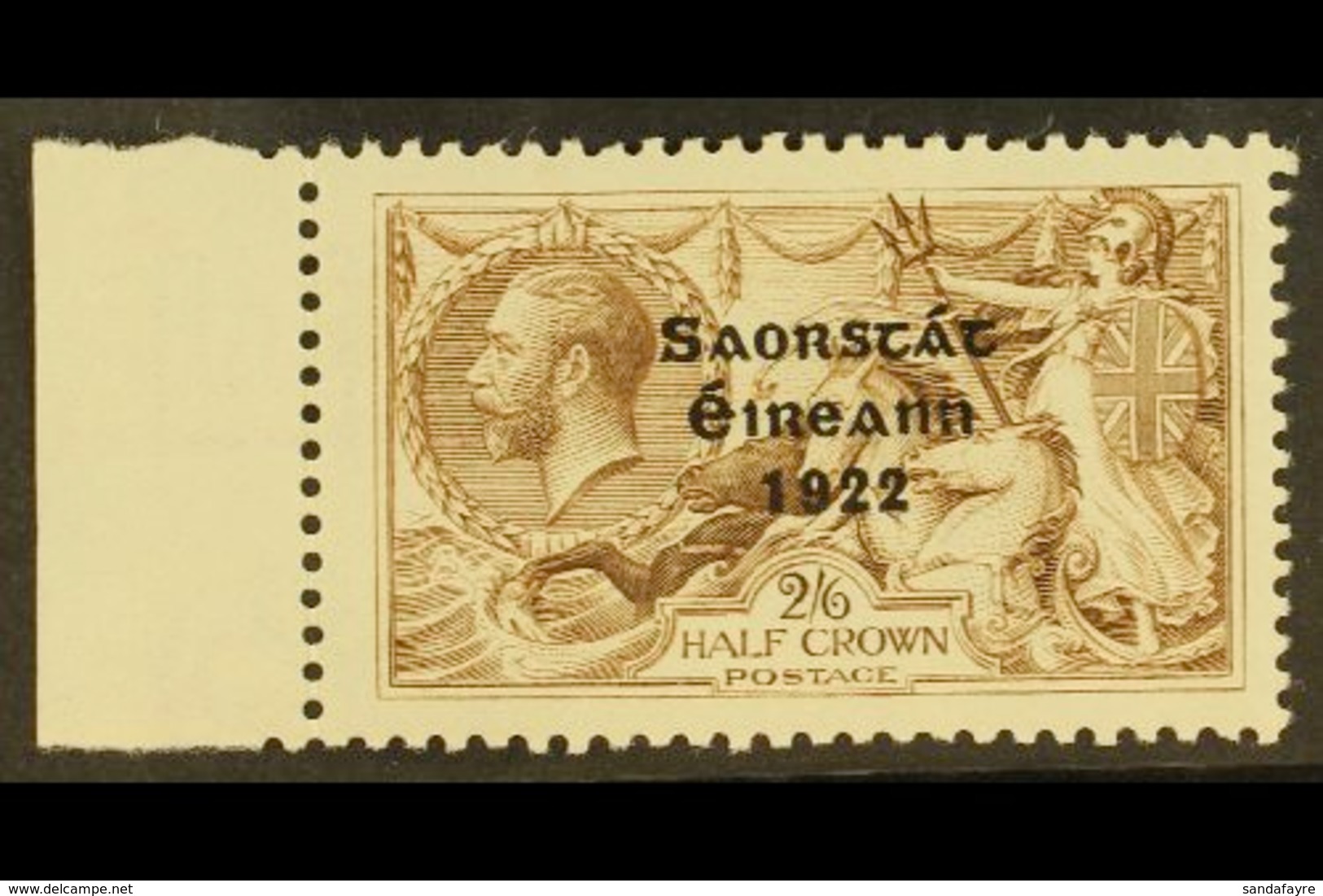 1922 2s 6d Pale Brown, 3 Line Thom Ovpt, Variety "Corner Re-entry", Hib. T59ca (SG 64 Var), Very Fine Mint Marginal. For - Andere & Zonder Classificatie
