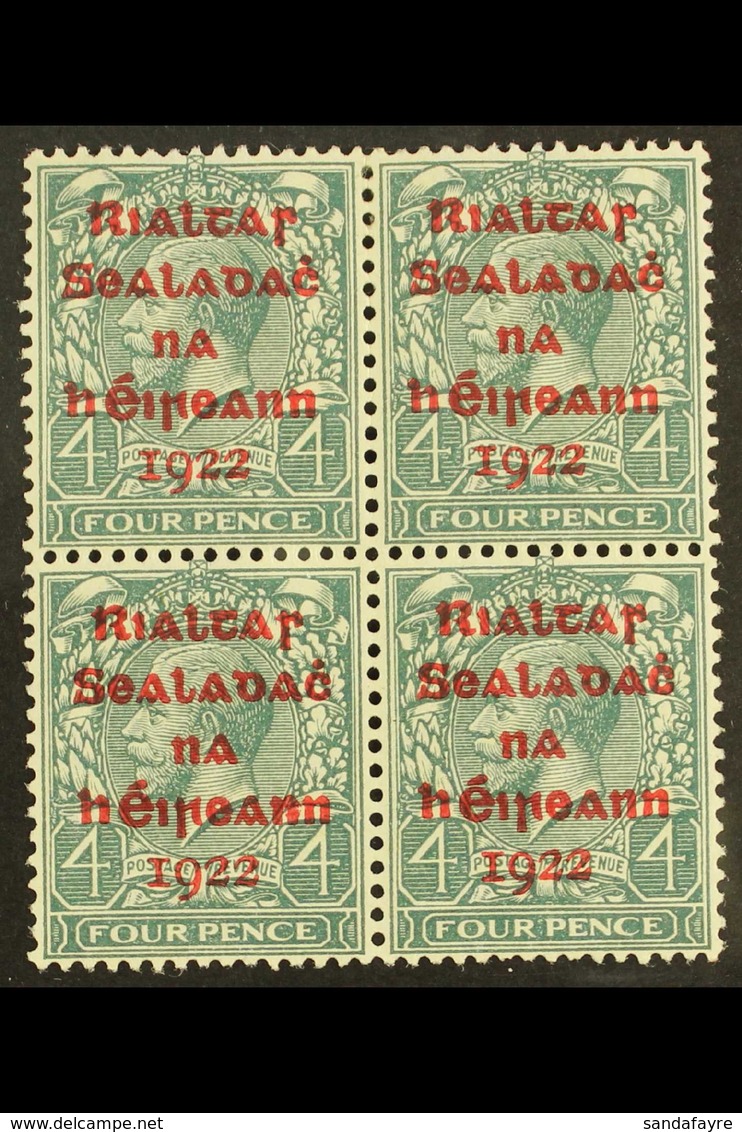 1922 4d Grey-green With Carmine Overprint, SG 6c, A Very Fine Mint Block Of Four. For More Images, Please Visit Http://w - Andere & Zonder Classificatie