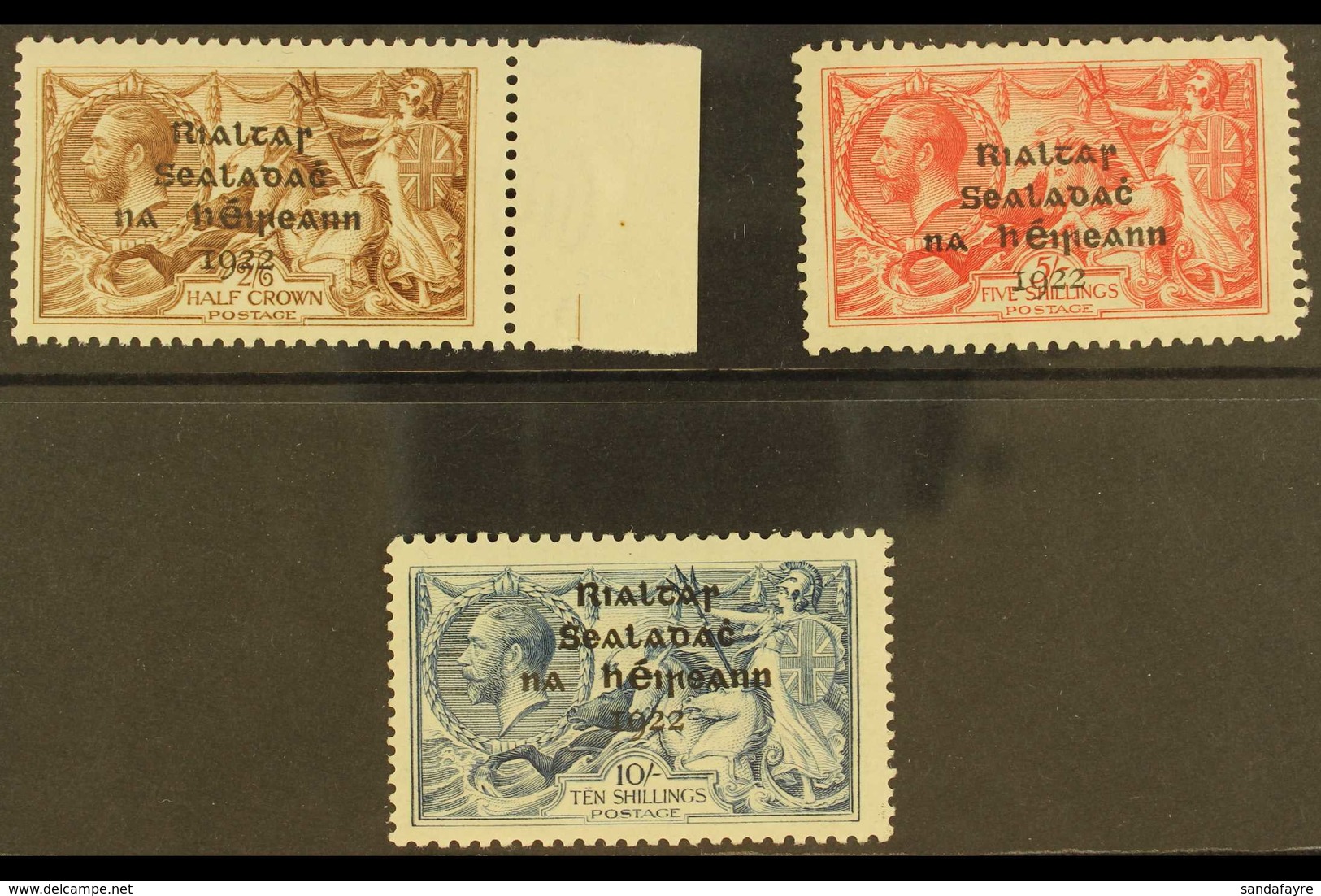 1922 Dollard Overprinted 2s6d Reddish Brown, 5s Rose-carmine And 10s Dull Grey-blue, SG18/21, Never Hinged Mint. Scarce  - Andere & Zonder Classificatie