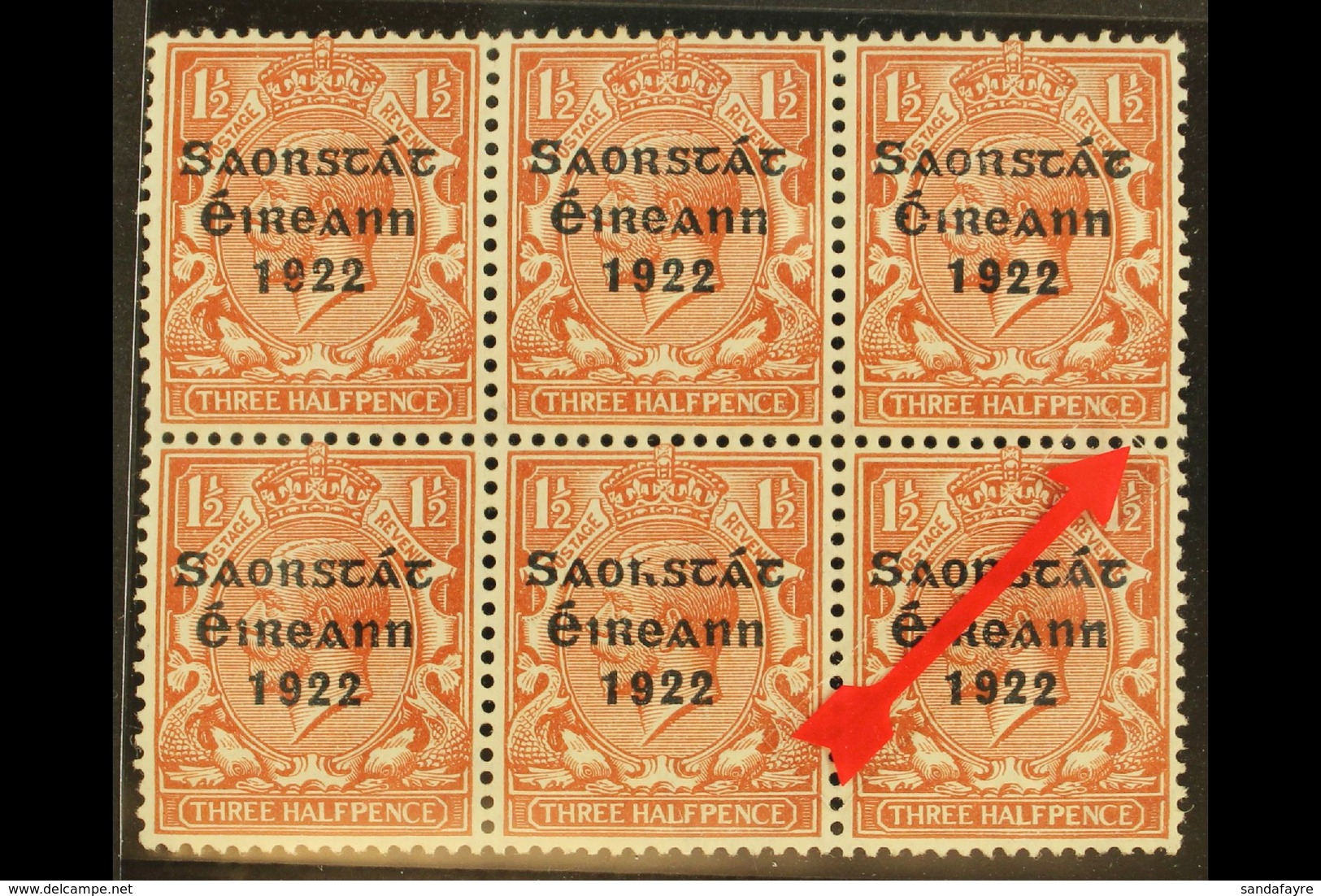 1922-23 1½d Red-brown With Thom Three Line Overprint, SG 54, With "PENCF" Corrected Variety, From Plate 12b Row 15/12, H - Other & Unclassified