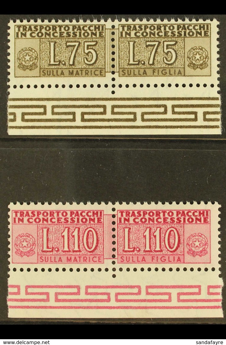 CONCESSION PARCELS 1953 75l Brown & 110L Lilac Rose, Sass 3l, 41, Very Fine NHM. (2 Stamps) For More Images, Please Visi - Zonder Classificatie