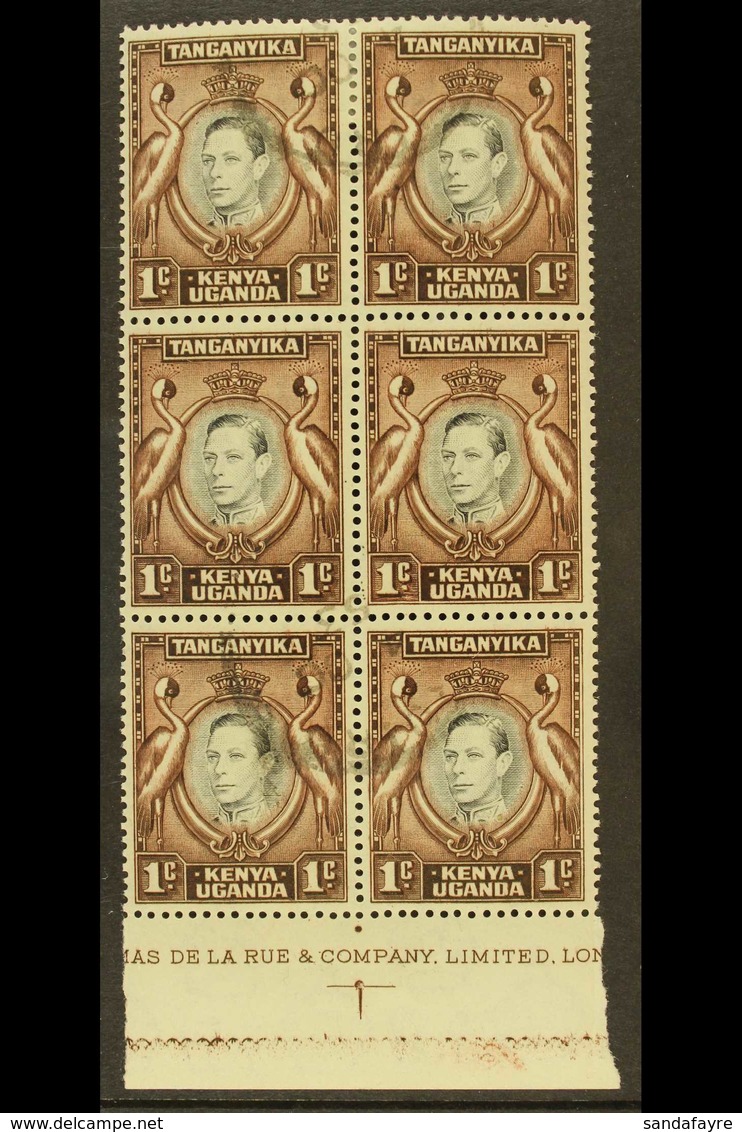 1938-54 1c Perf 13¼ With RETOUCHED VALUE TABLET Variety, SG 131ad, In A Very Fine Used Positional Block Of Six With Part - Vide